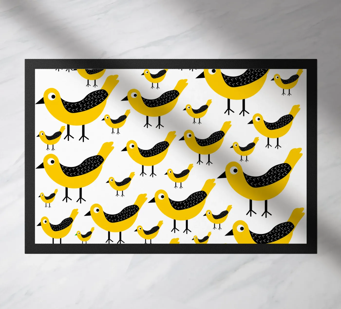 Yellow birds pattern zerbino da baobabprintstore