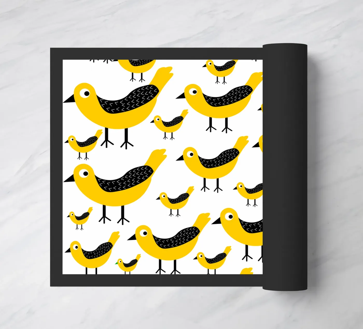 Yellow birds pattern zerbino da baobabprintstore