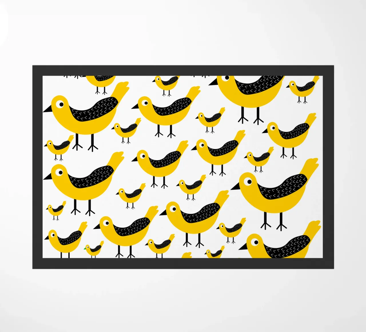 Yellow birds pattern doormat by baobabprintstore