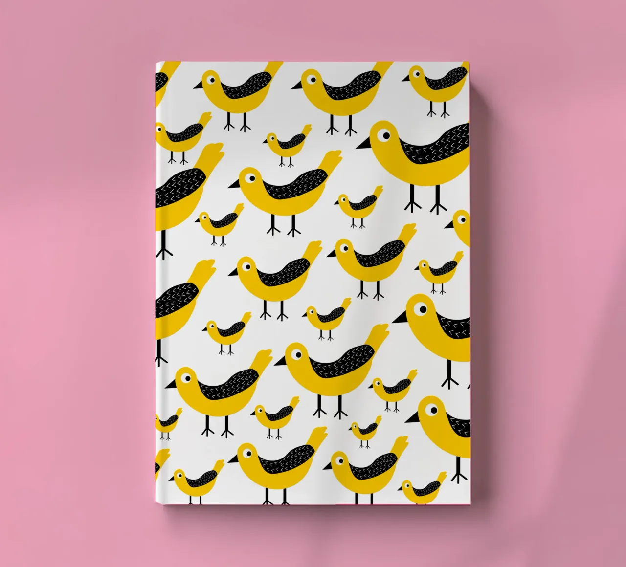 Yellow birds pattern notebook by baobabprintstore