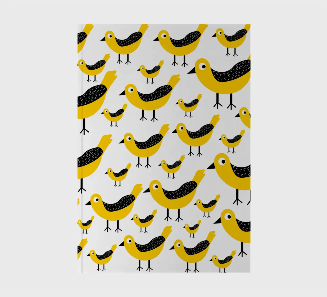 Yellow birds pattern notebook by baobabprintstore
