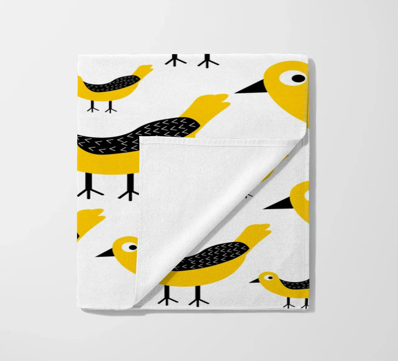 Yellow birds pattern telo mare da baobabprintstore