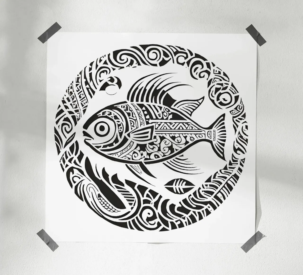 Pesce 4 poster con telaio in alluminio da Rezh creations