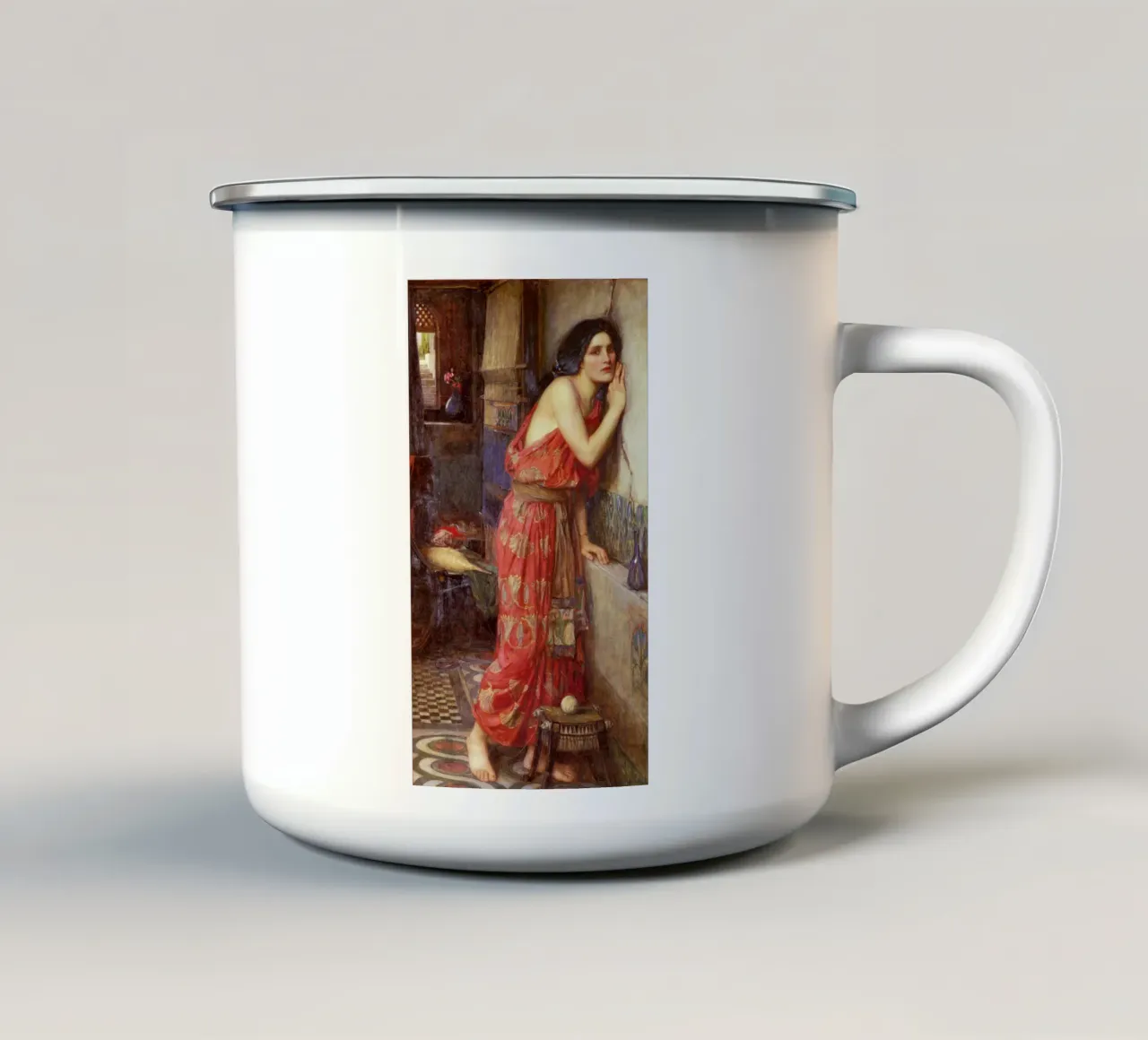 John William Waterhouse - Tisbe, 1909 tazza in smalto da Timeless Artworks