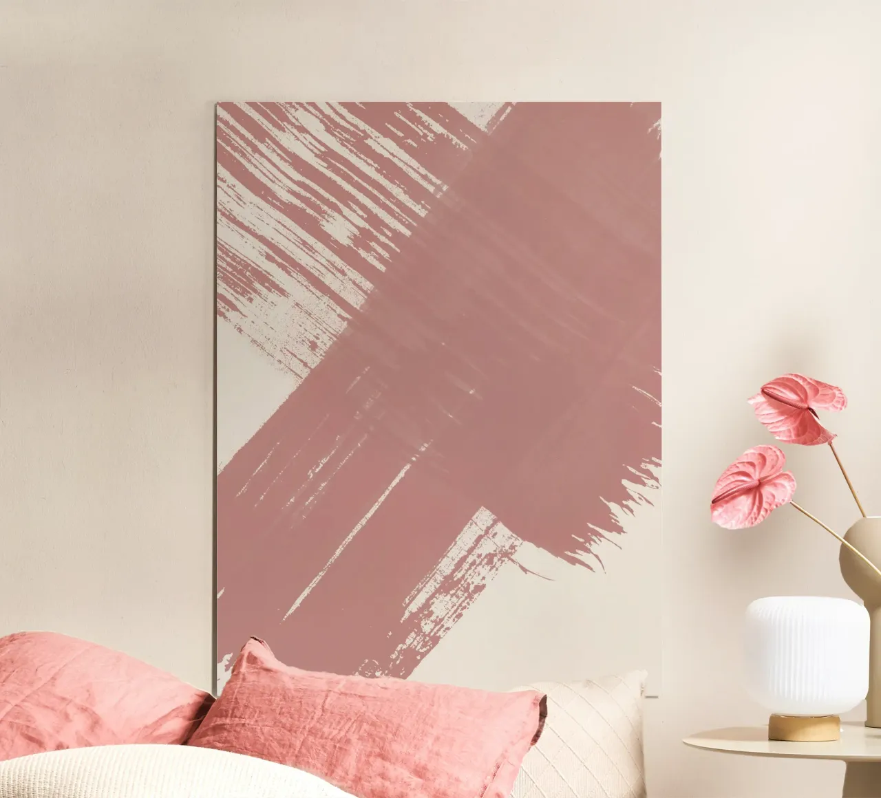 Strokes 13 | Dusty Rose on Neutral poster con telaio in alluminio da sabidussi