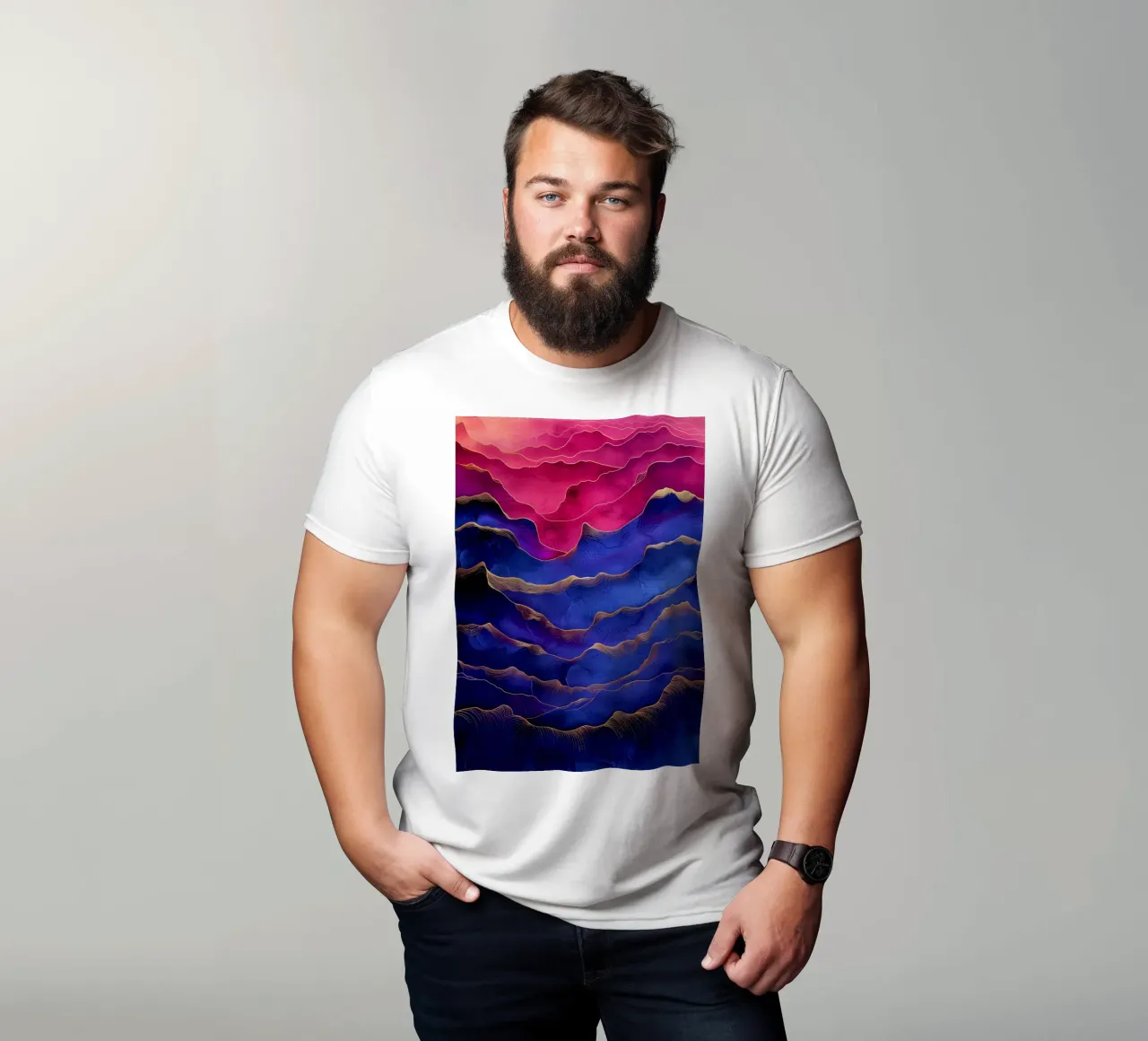 Astrazione blu e rosa t-shirt da Justyna Jaszke JBJart