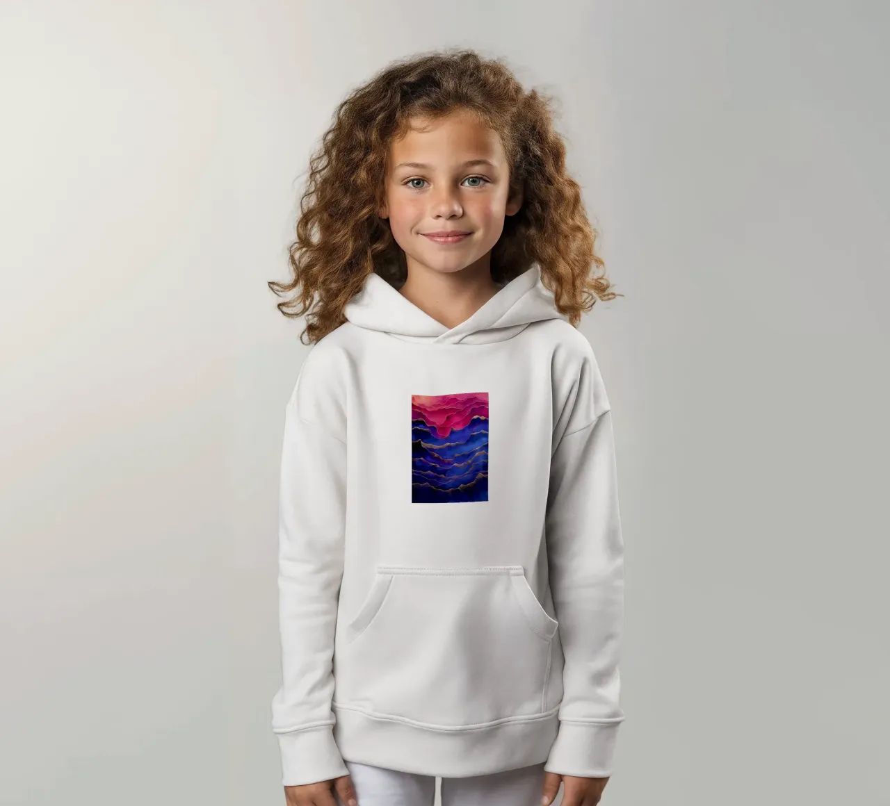 Astrazione blu e rosa felpa bambino con cappuccio da Justyna Jaszke JBJart