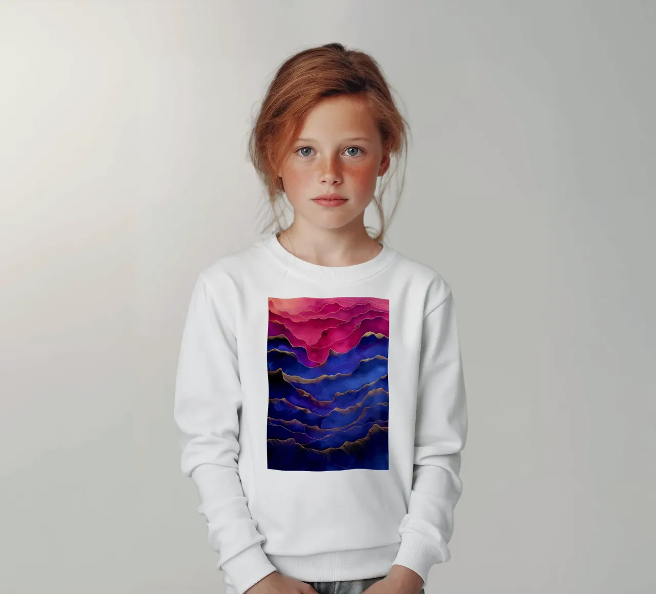 Astrazione blu e rosa felpa bambino da Justyna Jaszke JBJart