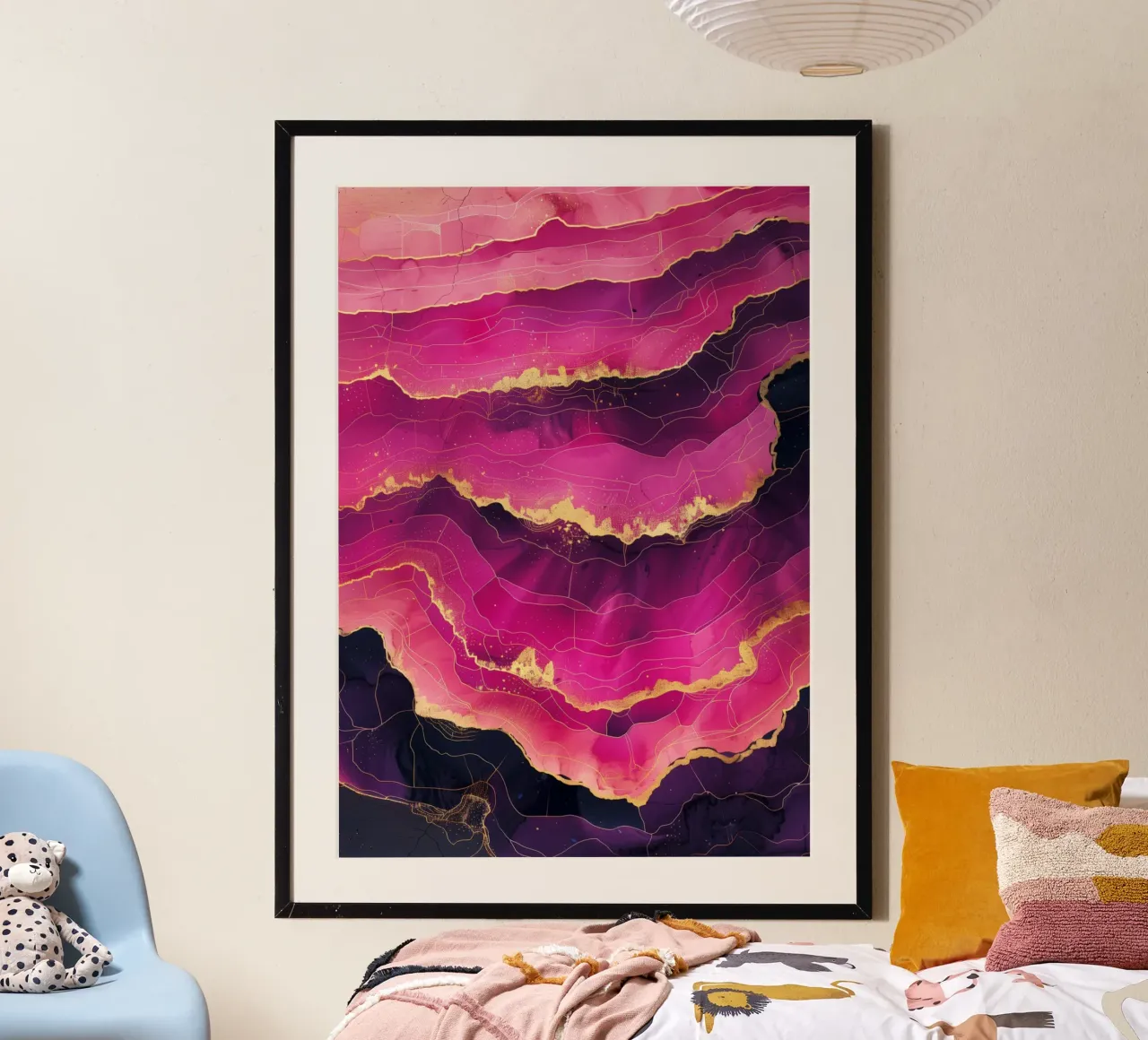 Astrazione rosa e oro nero poster da Justyna Jaszke JBJart