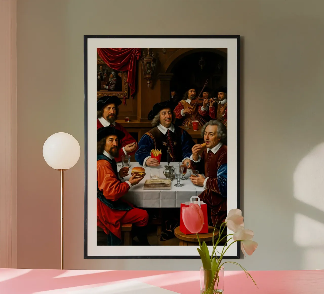 Fast Food, Slow Art: Una festa rinascimentale | Limited Drop poster con telaio in alluminio da Renaissance Rebel