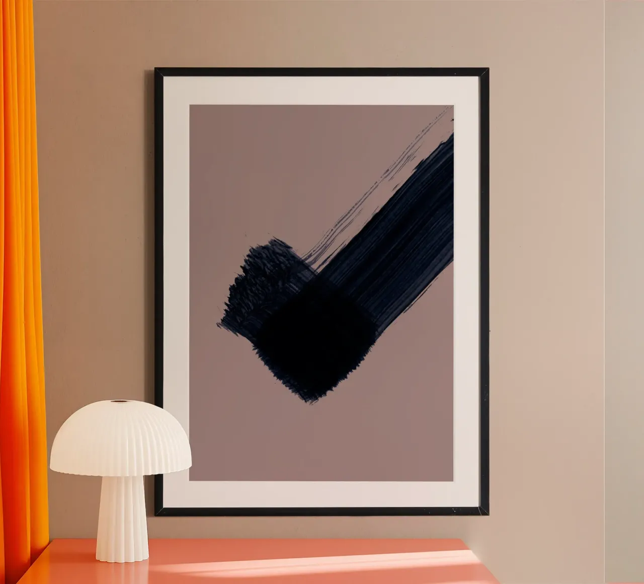Strokes 5B | Indigo Dark Blue Brush Stroke Abstract poster con telaio in plastica da sabidussi