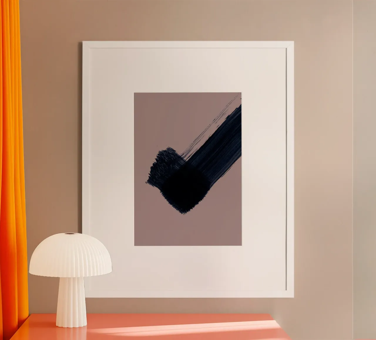 Strokes 5B | Indigo Dark Blue Brush Stroke Abstract poster con telaio in plastica da sabidussi