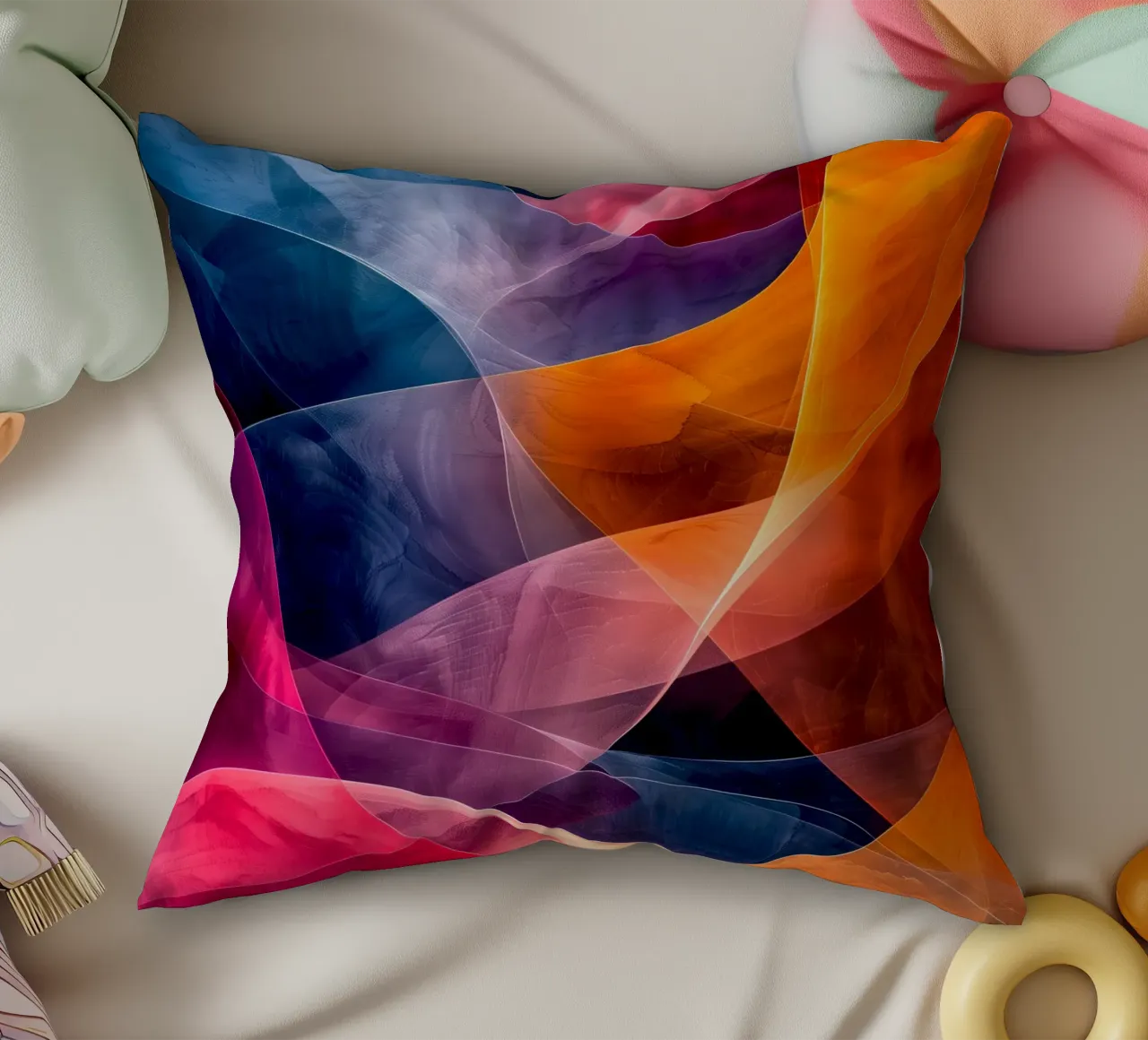 Astrazione colori e linee cuscino da Justyna Jaszke JBJart