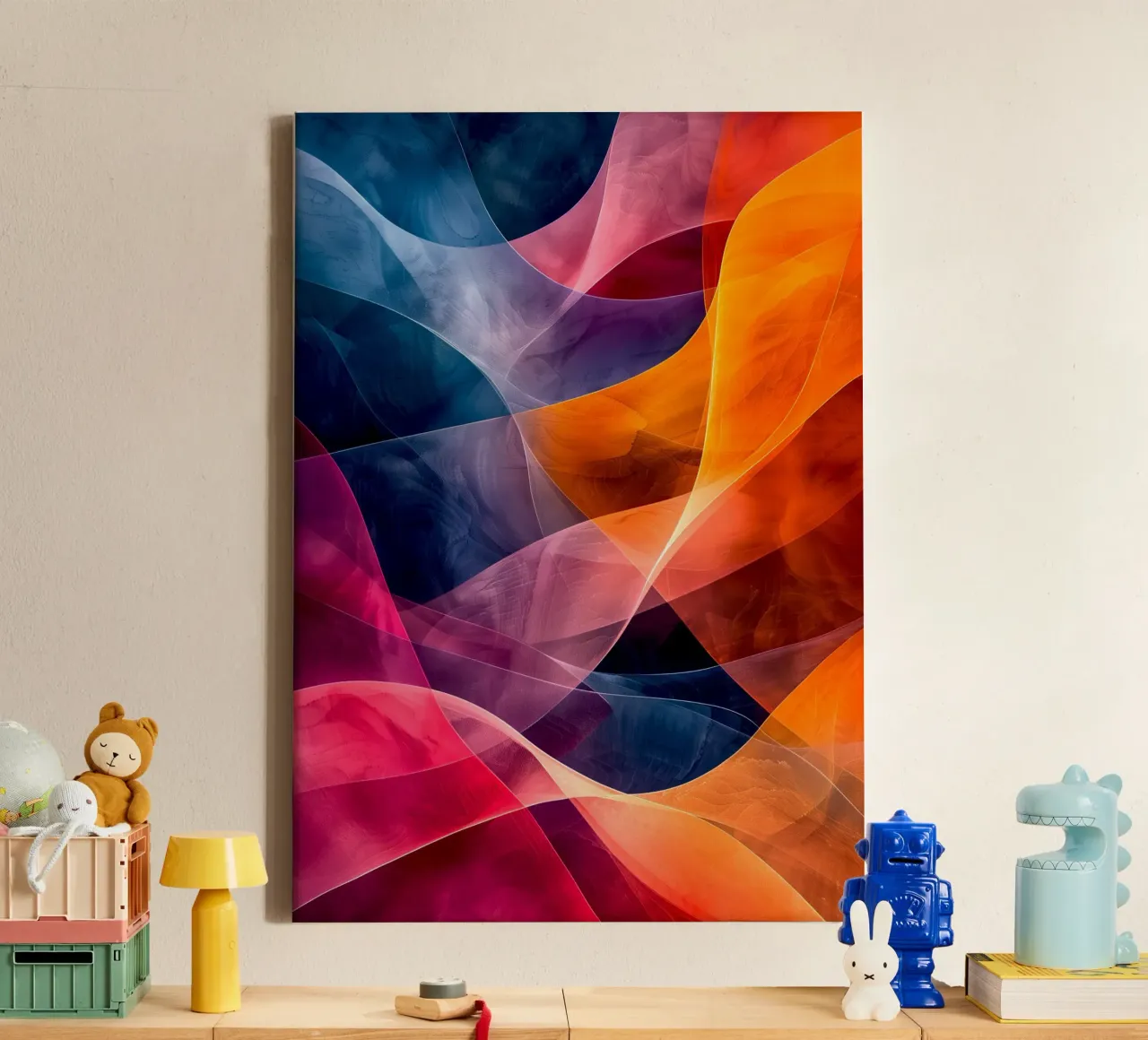 Abstraction colors and lines canvas by Justyna Jaszke JBJart