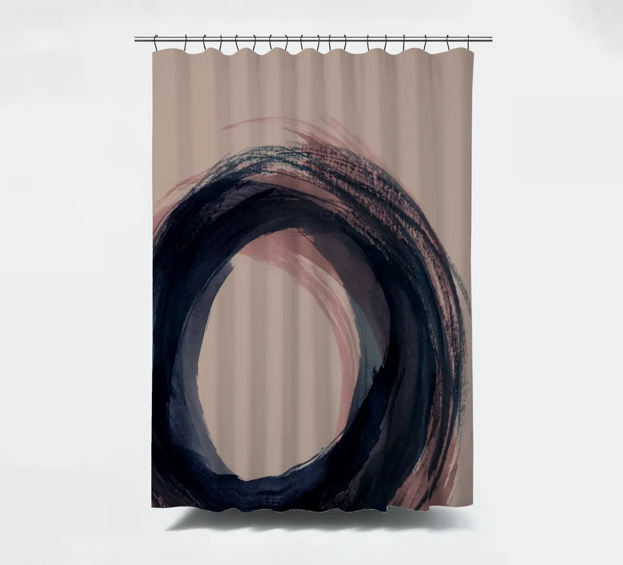 Strokes 5C | Enso Circle Abstract | Dark Blue Indigo & Rose tenda da doccia da sabidussi