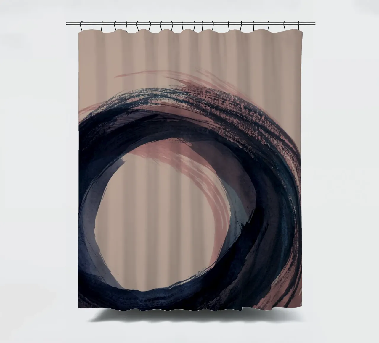 Strokes 5C | Enso Circle Abstract | Dark Blue Indigo & Rose tenda da doccia da sabidussi