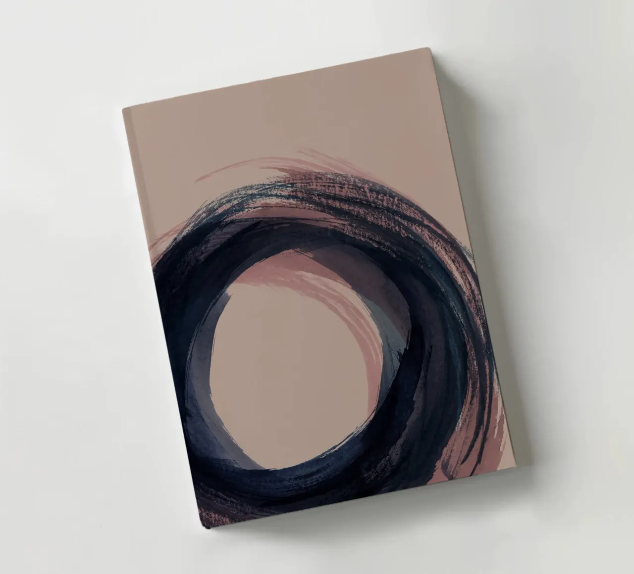 Strokes 5C | Enso Circle Abstract | Dark Blue Indigo & Rose notebook by sabidussi
