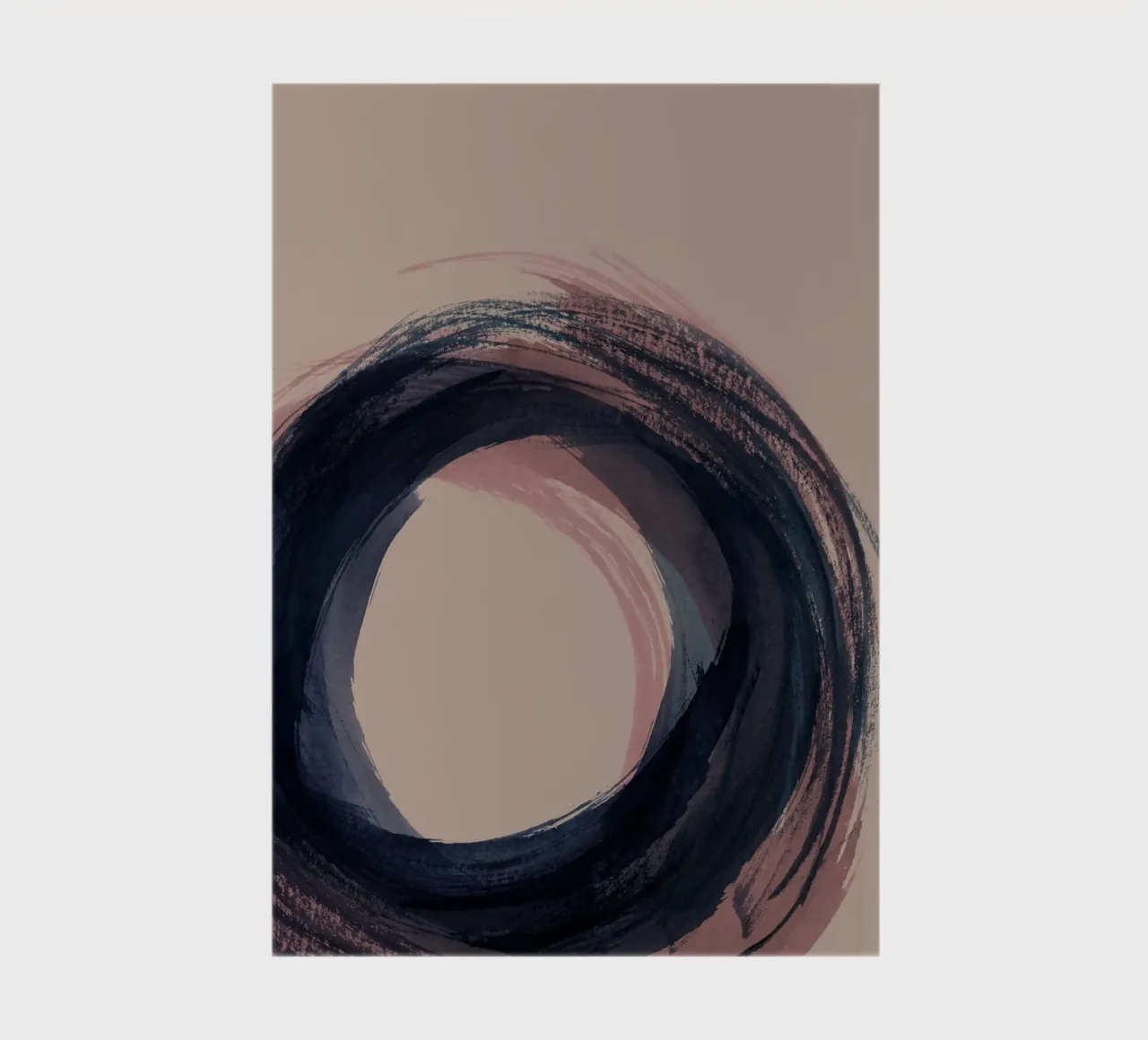 Strokes 5C | Enso Circle Abstract | Dark Blue Indigo & Rose notebook by sabidussi