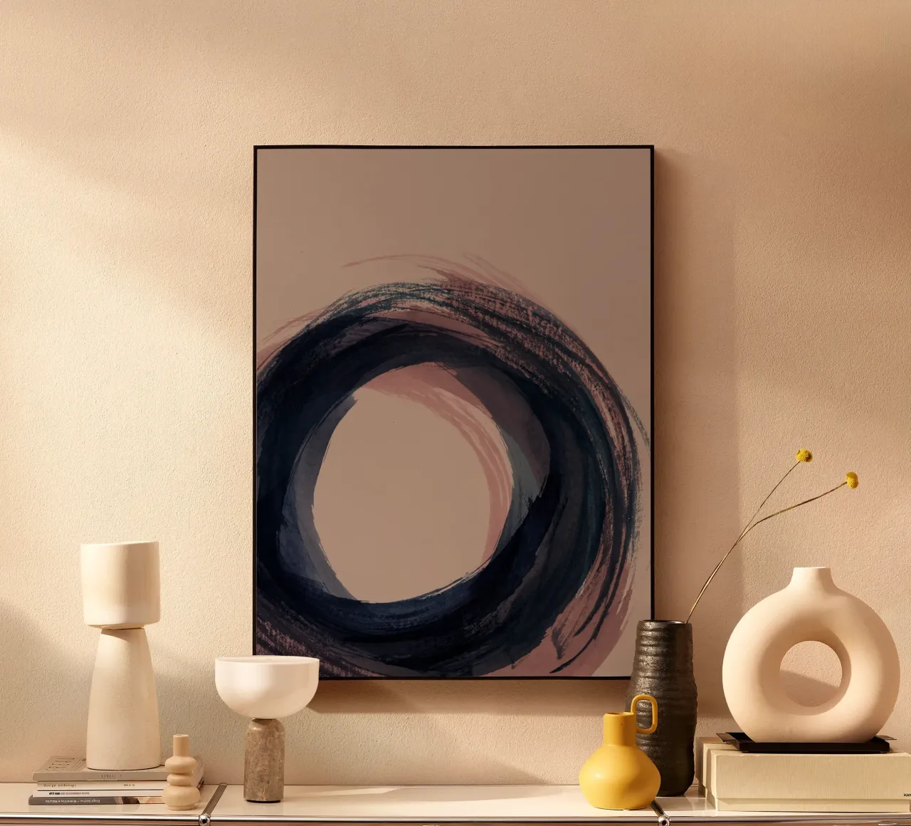 Strokes 5C | Enso Circle Abstract | Dark Blue Indigo & Rose plexiglass da sabidussi