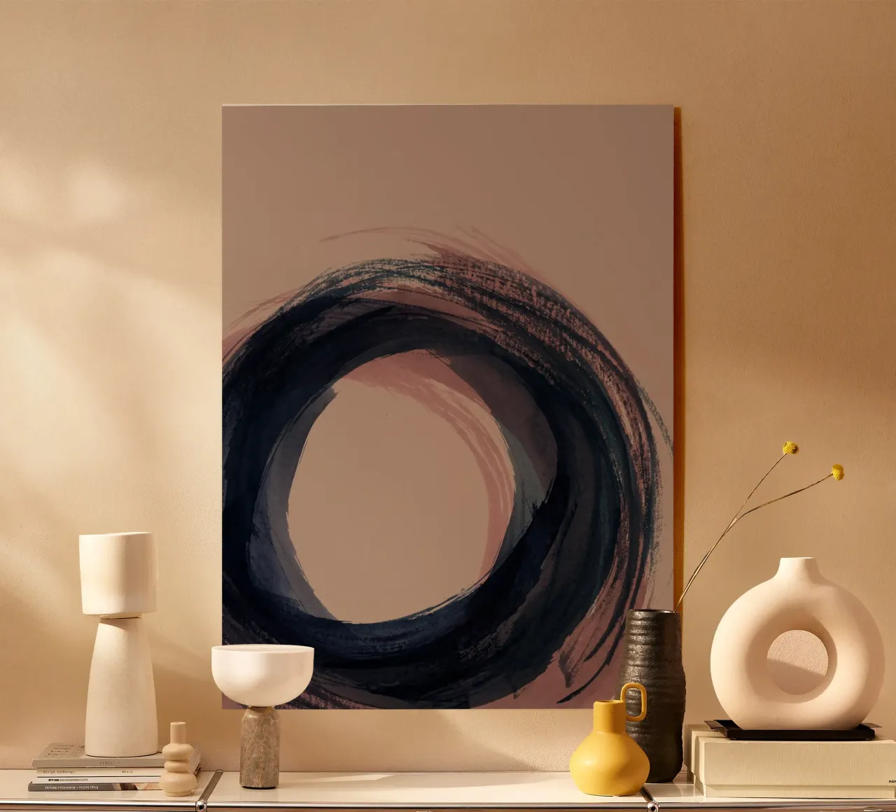 Strokes 5C | Enso Circle Abstract | Dark Blue Indigo & Rose plexiglass da sabidussi