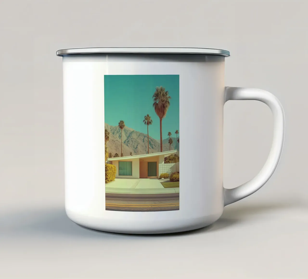 Bungalow retrò di Palm Springs tazza in smalto da Carinaprint