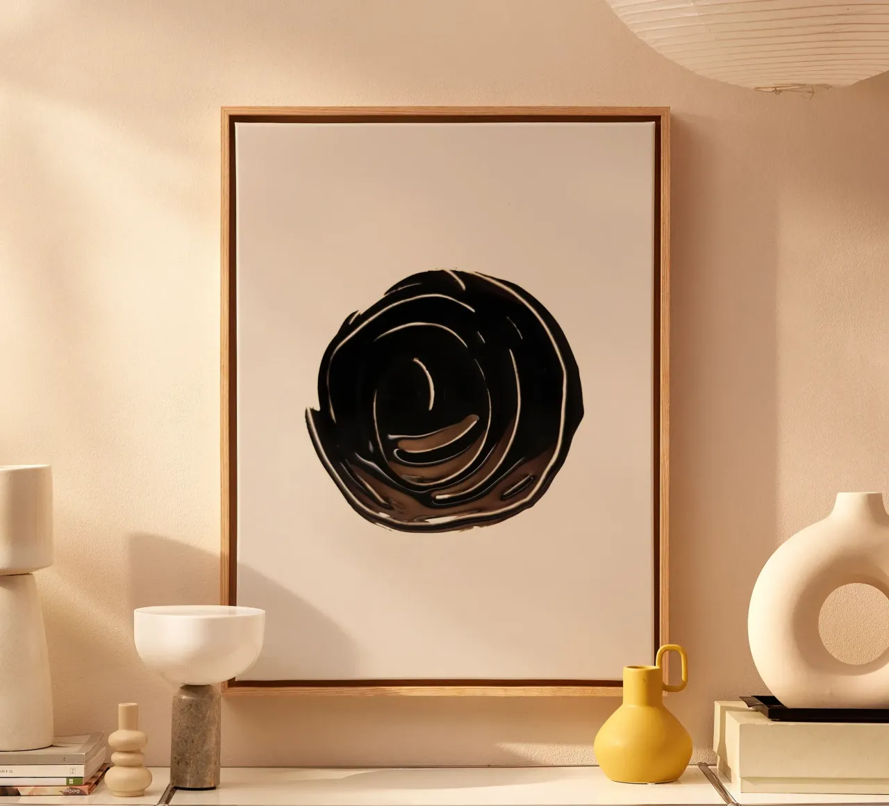 Ink Shape 2 | Minimal Abstract Leinwand mit Schattenfugenrahmen von sabidussi