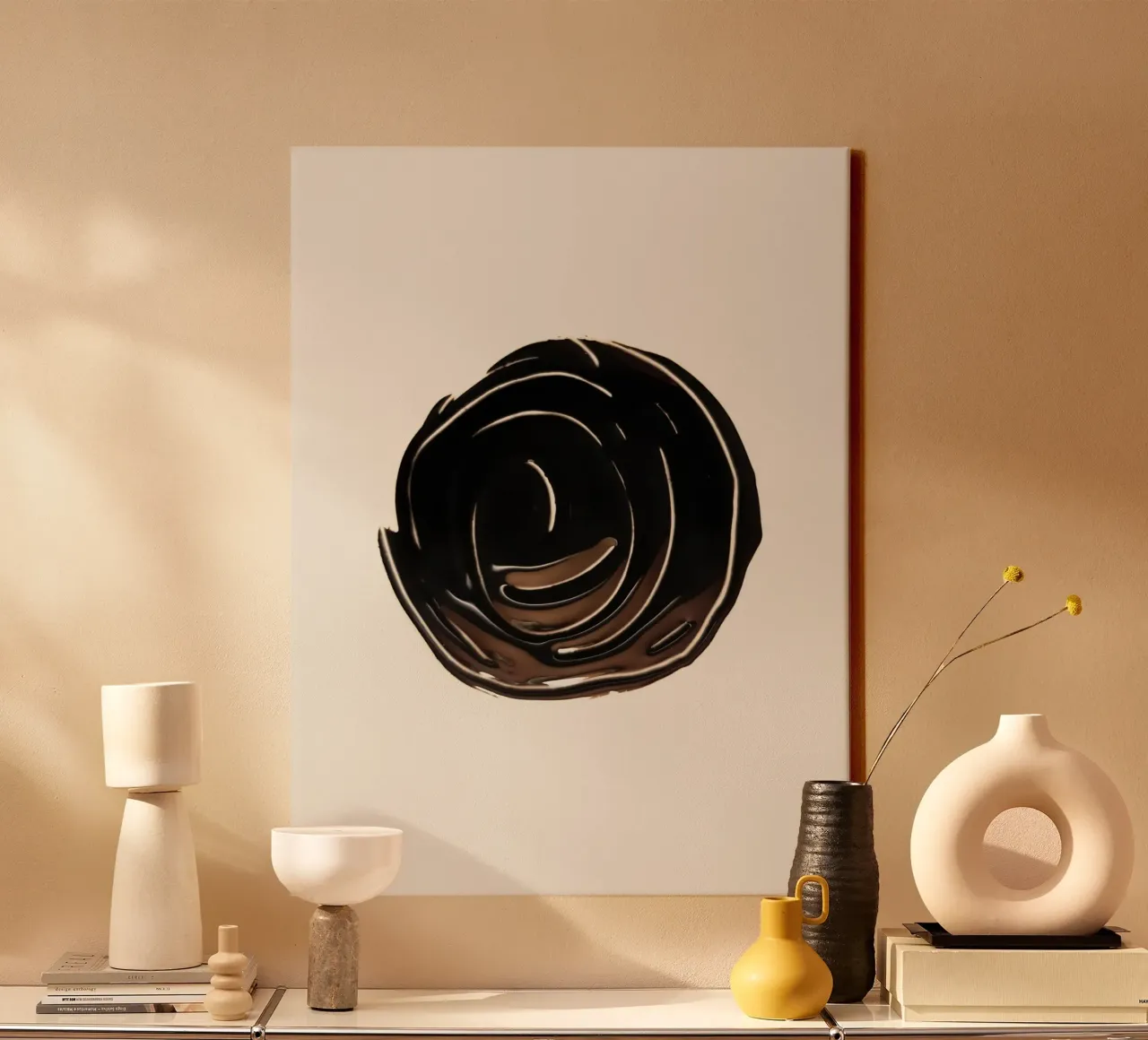 Ink Shape 2 | Minimal Abstract Leinwand mit Schattenfugenrahmen von sabidussi