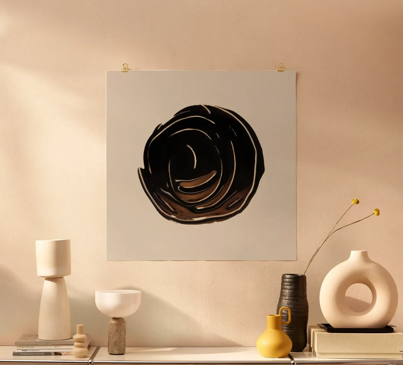 Ink Shape 2 | Minimal Abstract Poster mit Holzrahmen von sabidussi