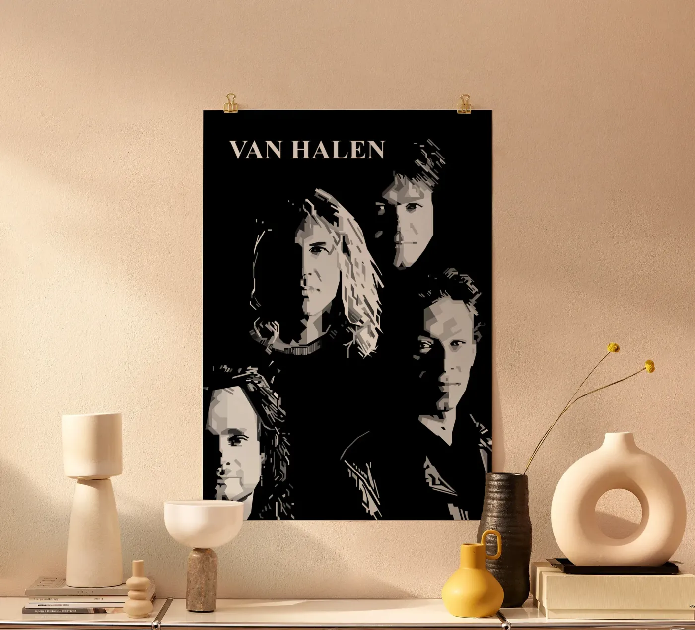 Van Halen Grayscale WPAP poster da YUDHISGRAFIS