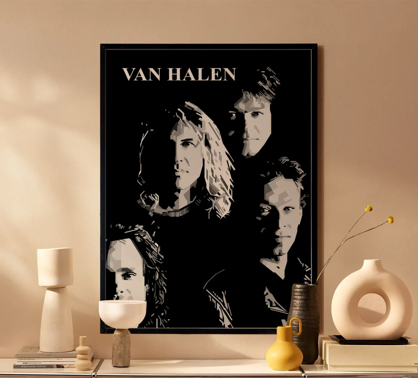 Van Halen Grayscale WPAP poster da YUDHISGRAFIS