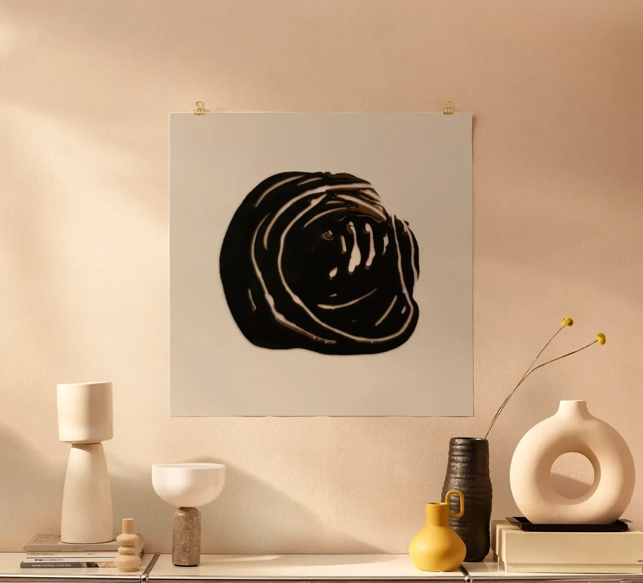 Ink Shape 1 | Minimal Abstract Poster mit Kunststoffrahmen von sabidussi