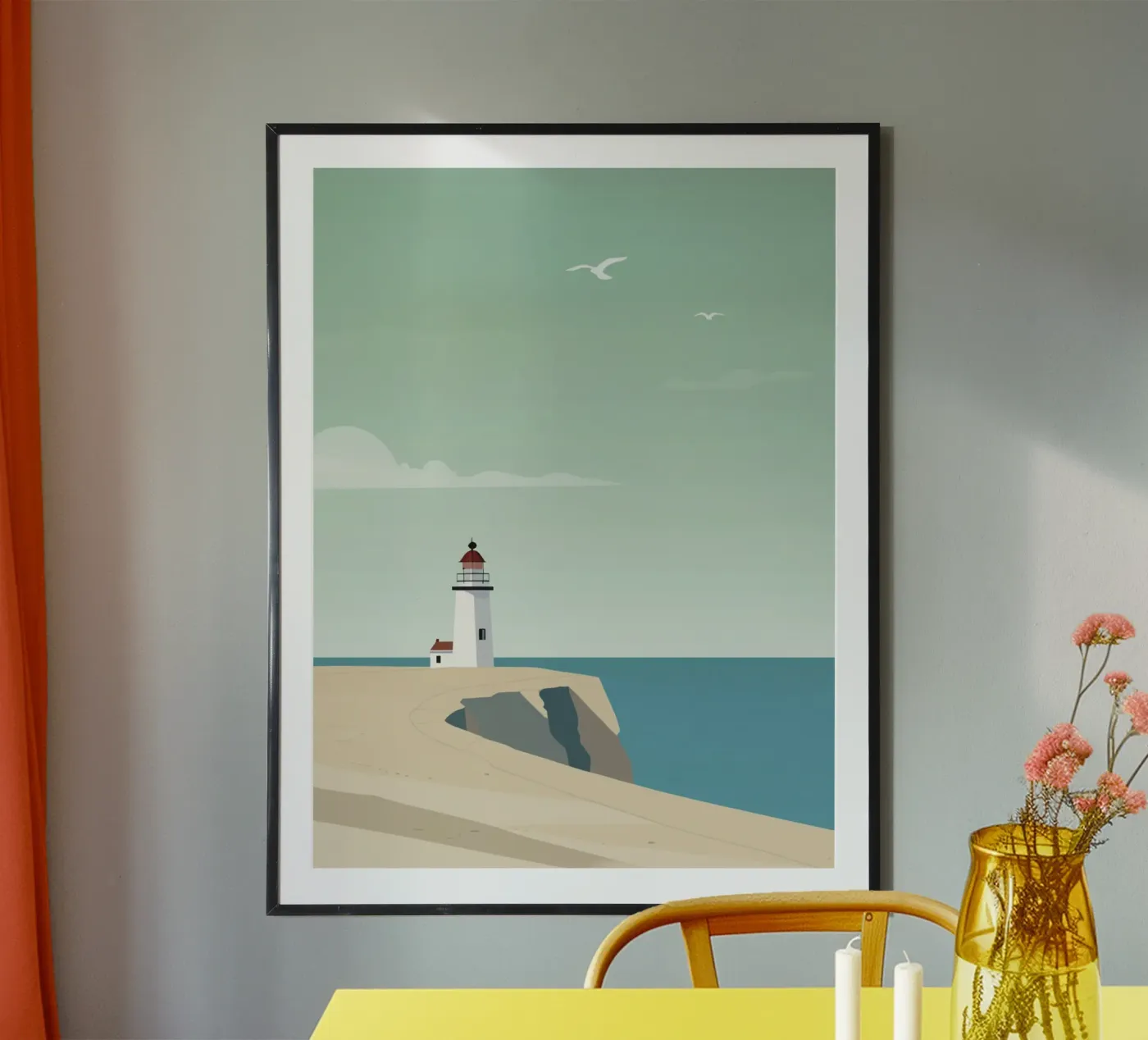 White lighthouse poster by SONN DECO