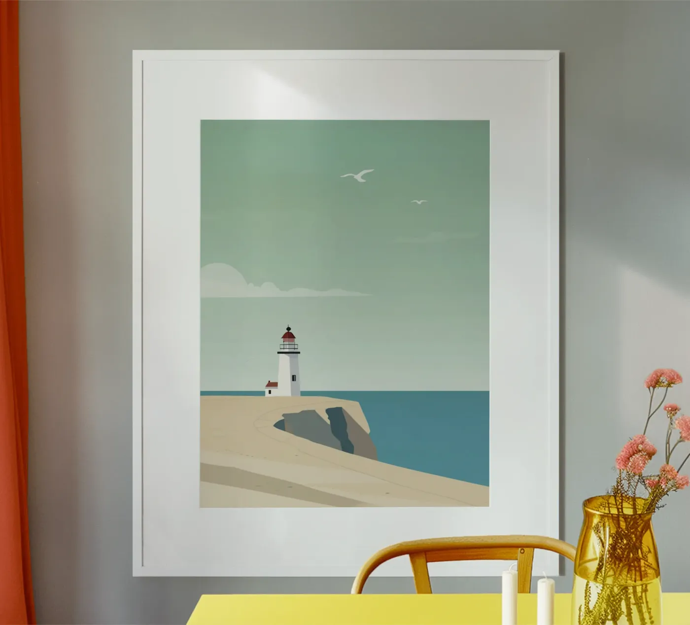 White lighthouse poster by SONN DECO