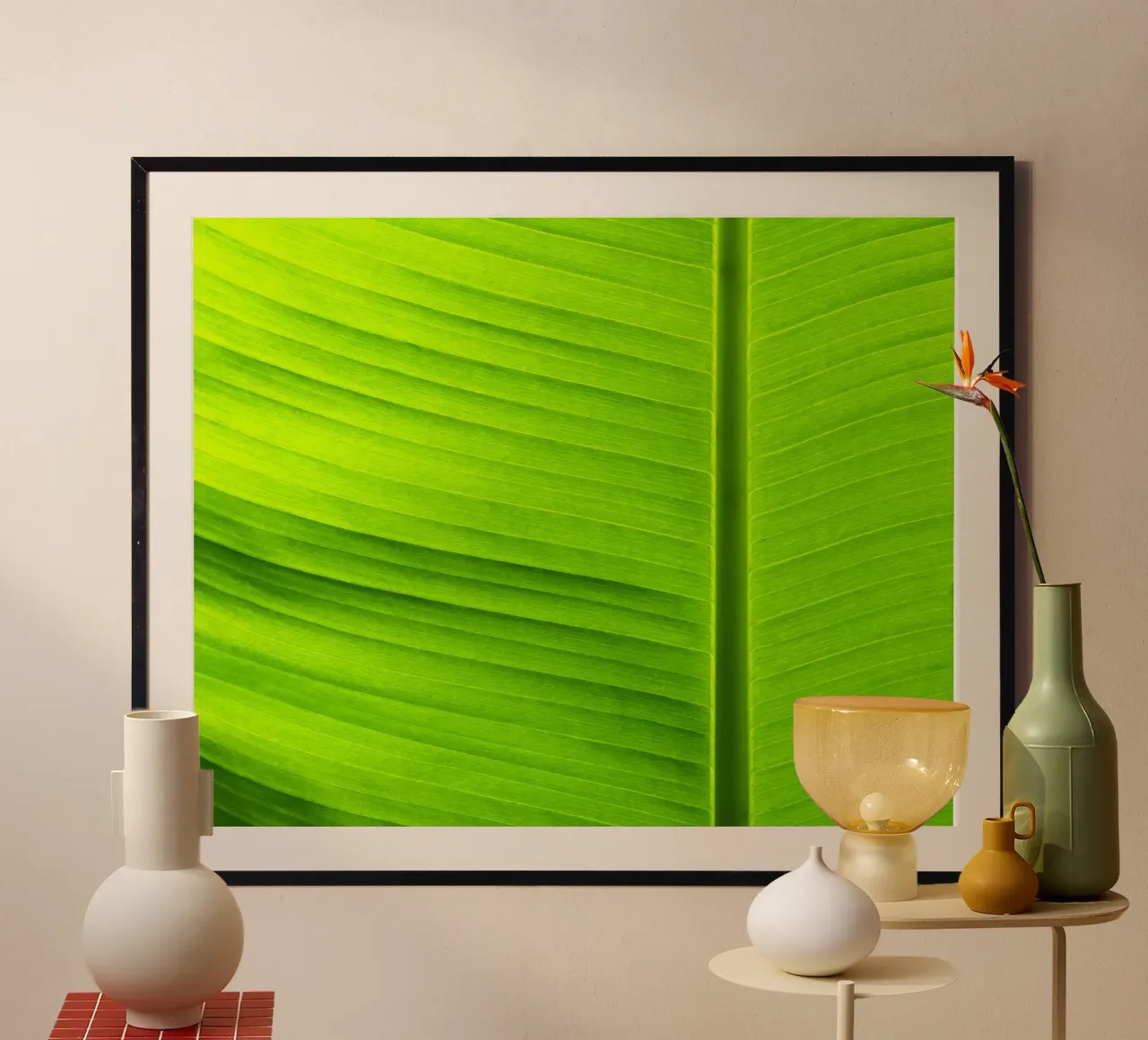 Foglia di banano poster con telaio in plastica da Teresa André