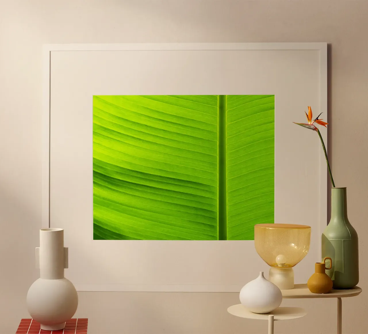 Foglia di banano poster con telaio in plastica da Teresa André