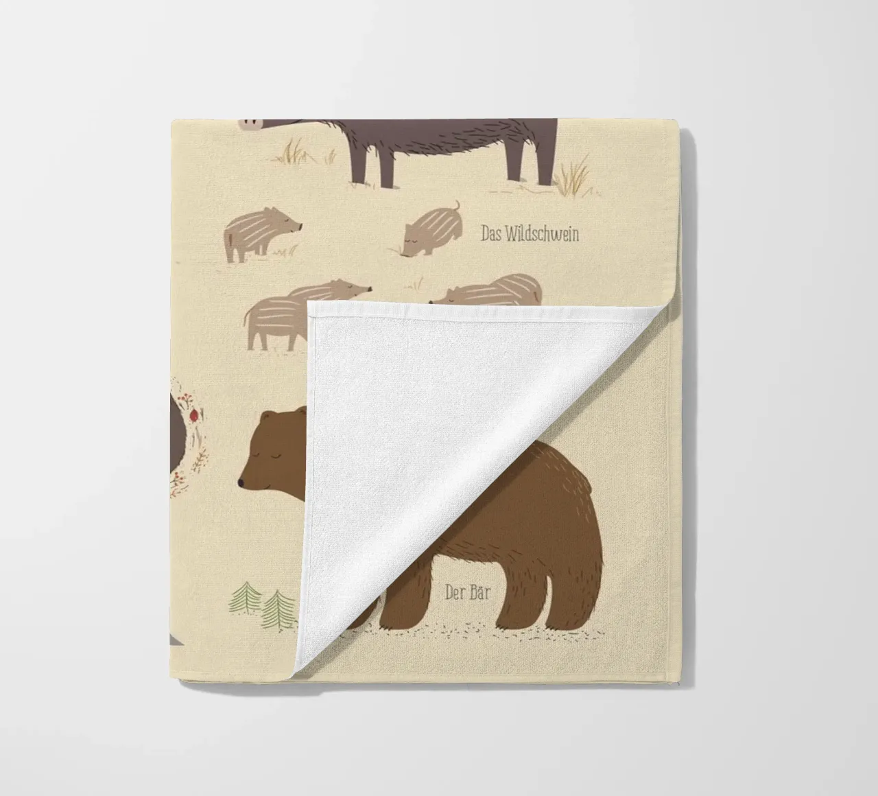 Tiere des Waldes beach towel by VIERUNDFÜNFZIG