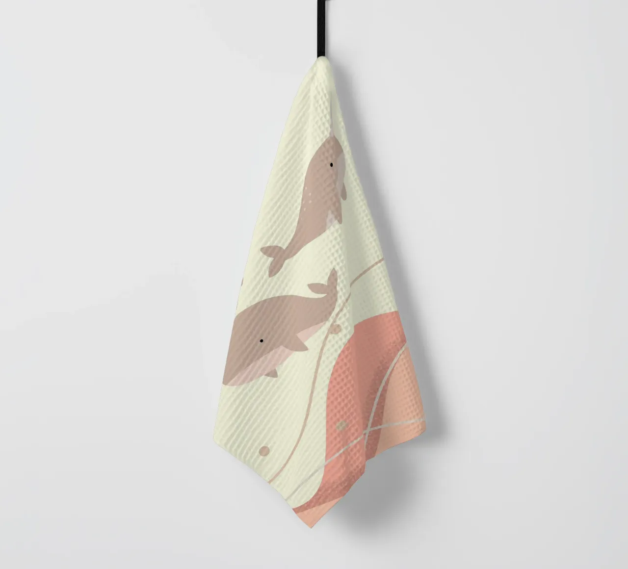 Two adorable whales tea towel by LisaArtes