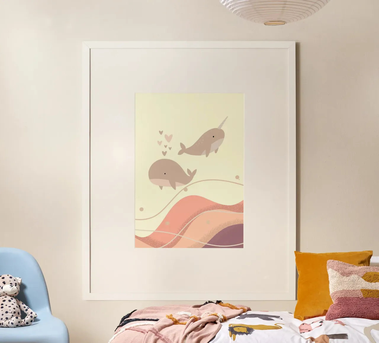 Two adorable whales poster con telaio in legno da LisaArtes
