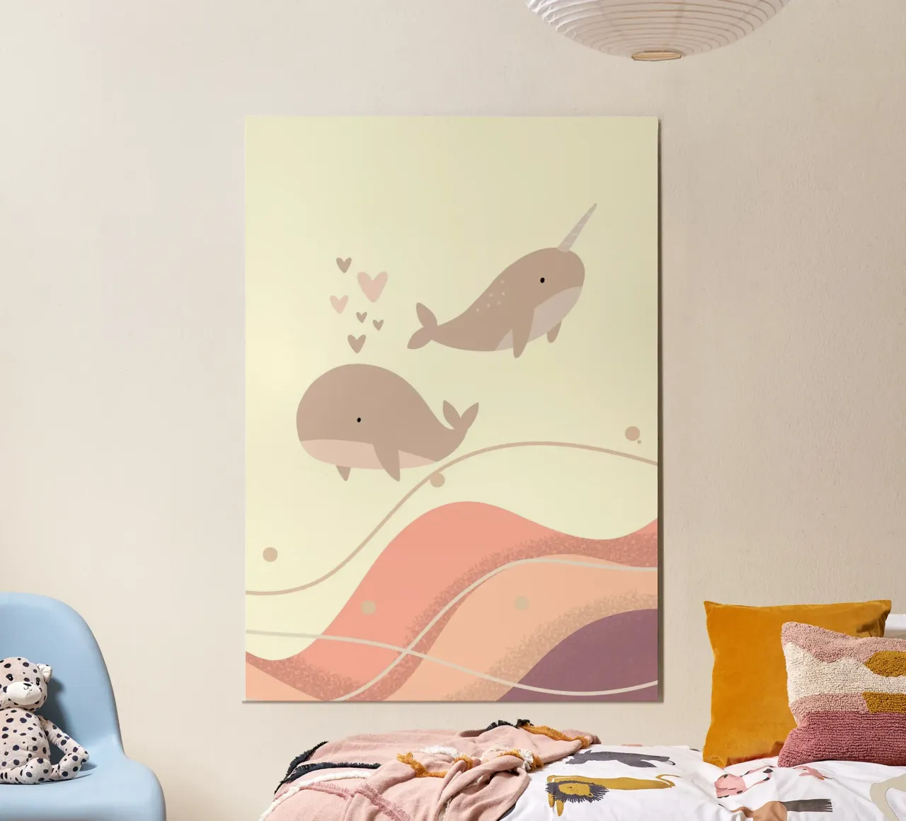 Two adorable whales poster con telaio in legno da LisaArtes