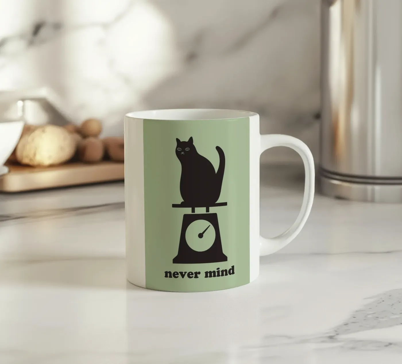 never mind cat ceramic mug by natural neutral