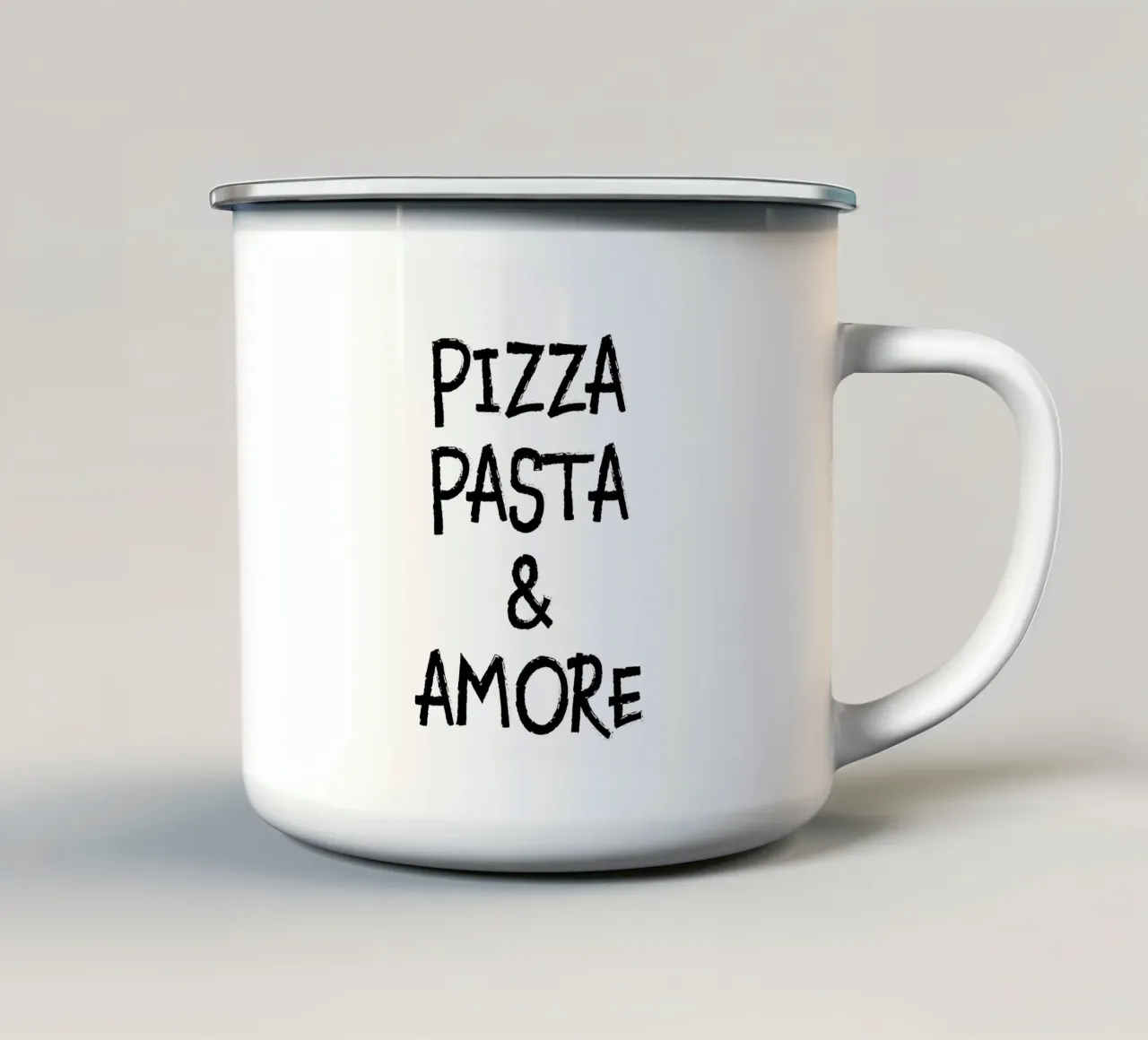 Pizza Pasta & Amore | Minimalist tazza in smalto da Ana Paniagua Design