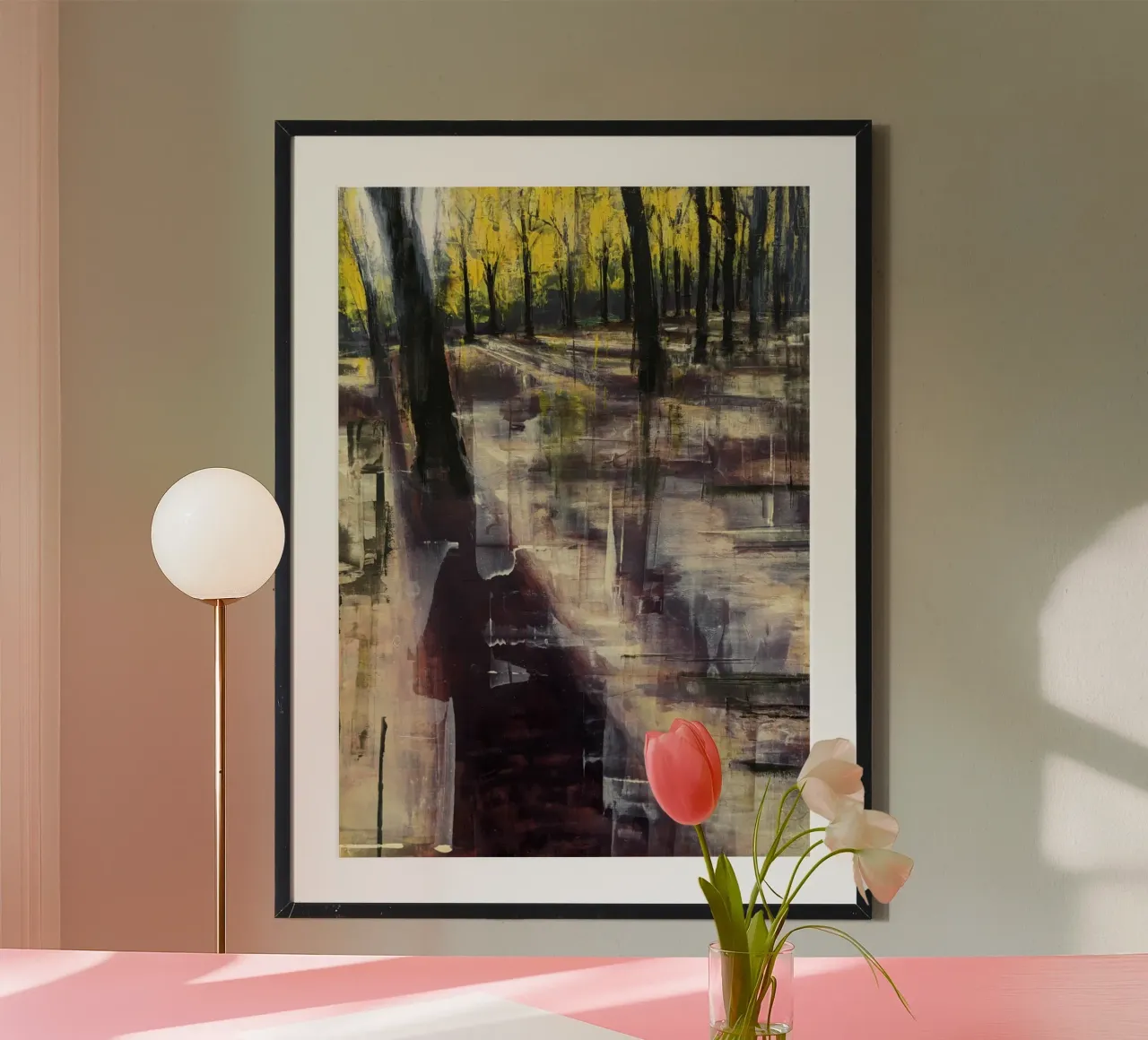 "I colori dell'autunno" Pittura astratta di paesaggio poster con telaio in plastica da Eduard Warkentin Art