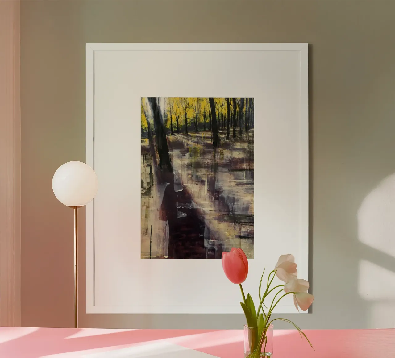 "I colori dell'autunno" Pittura astratta di paesaggio poster con telaio in plastica da Eduard Warkentin Art