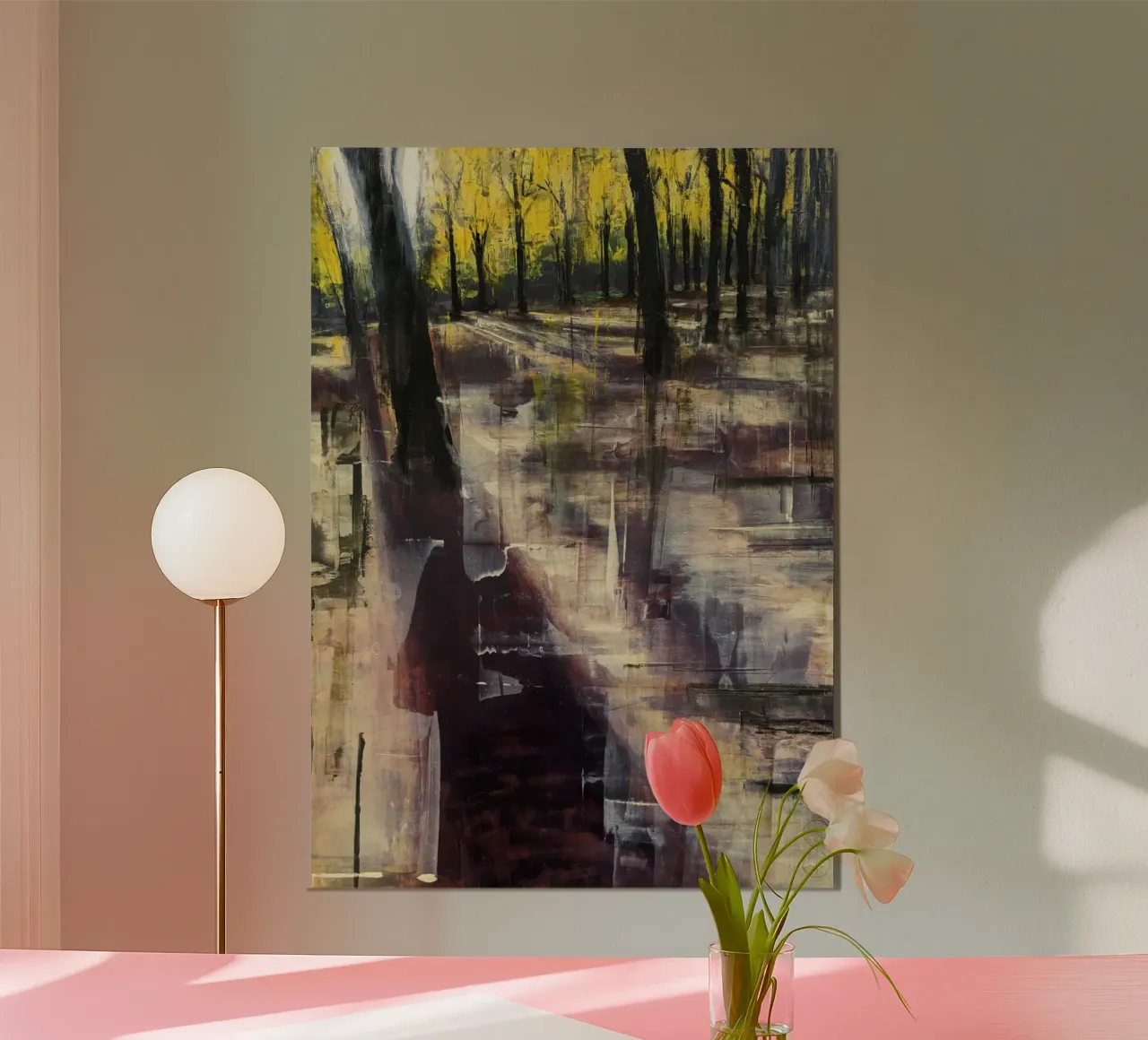"I colori dell'autunno" Pittura astratta di paesaggio poster con telaio in plastica da Eduard Warkentin Art
