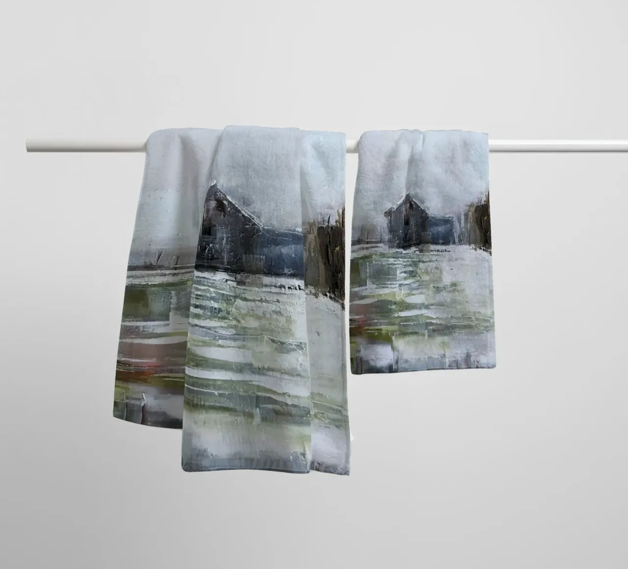 "The Barn" Abstract landscape towel by Eduard Warkentin Art