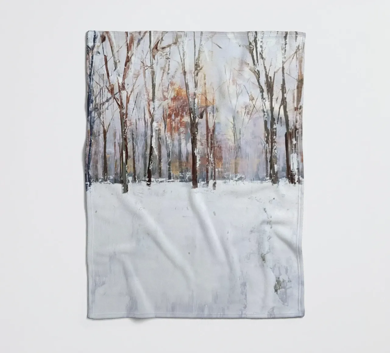 "Winter im Park" Abstrakte Winterlandschaft Fleecedecke von Eduard Warkentin Art