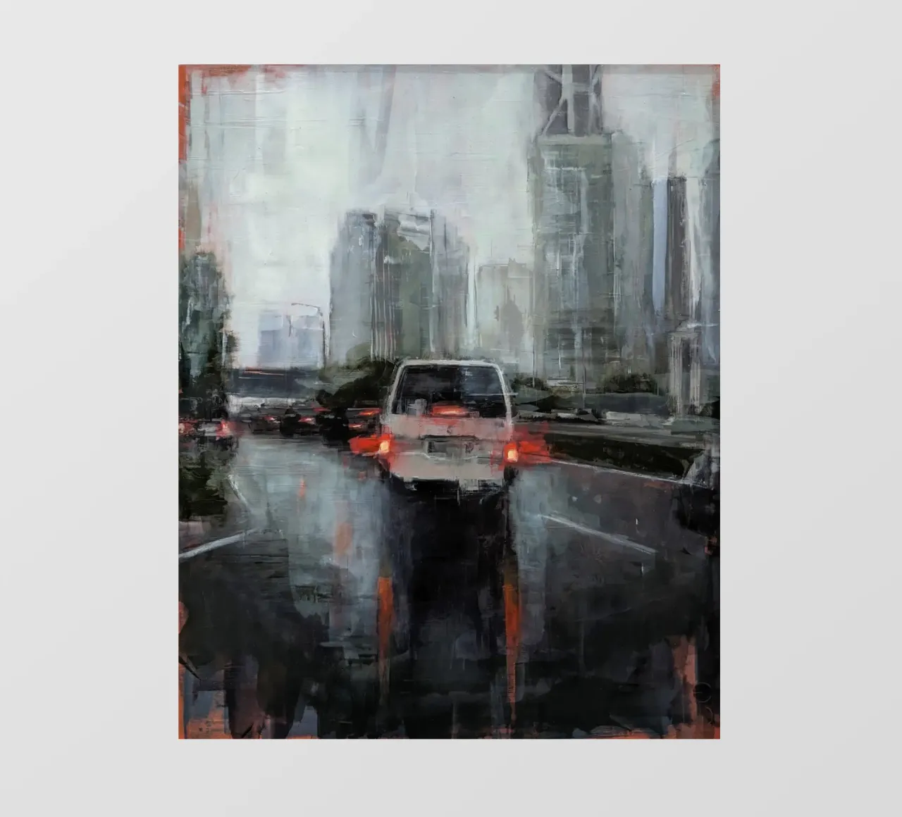 "Rain in KL 01" Cityscape Malerei telo in pvc da Eduard Warkentin Art