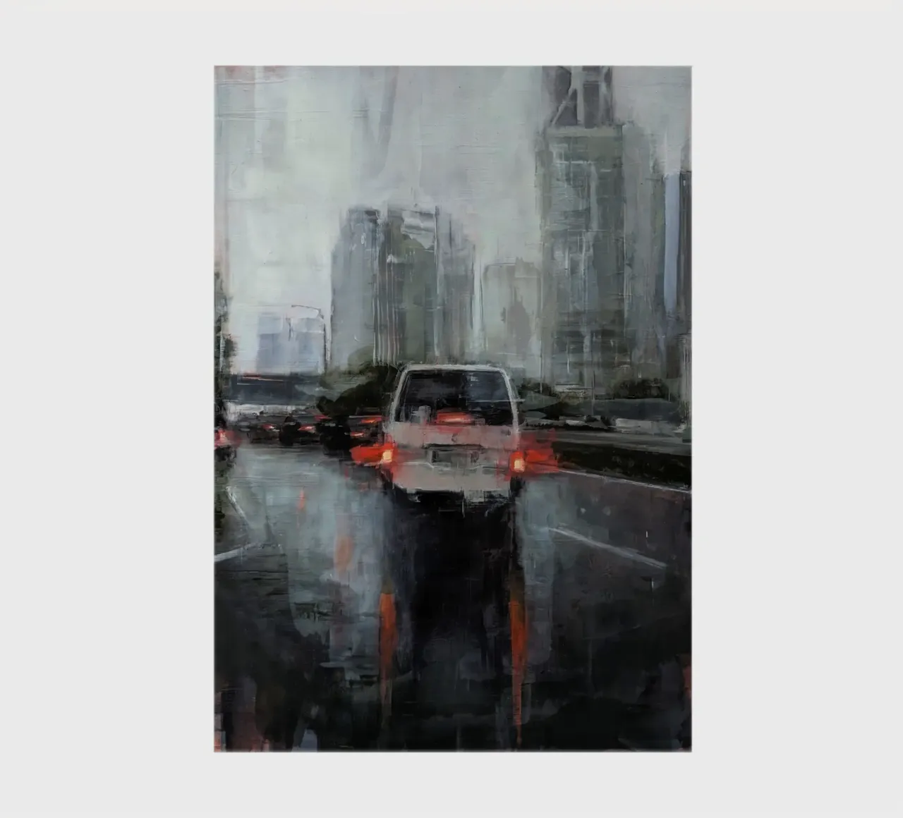 "Rain in KL 01" Cityscape Malerei notebook by Eduard Warkentin Art