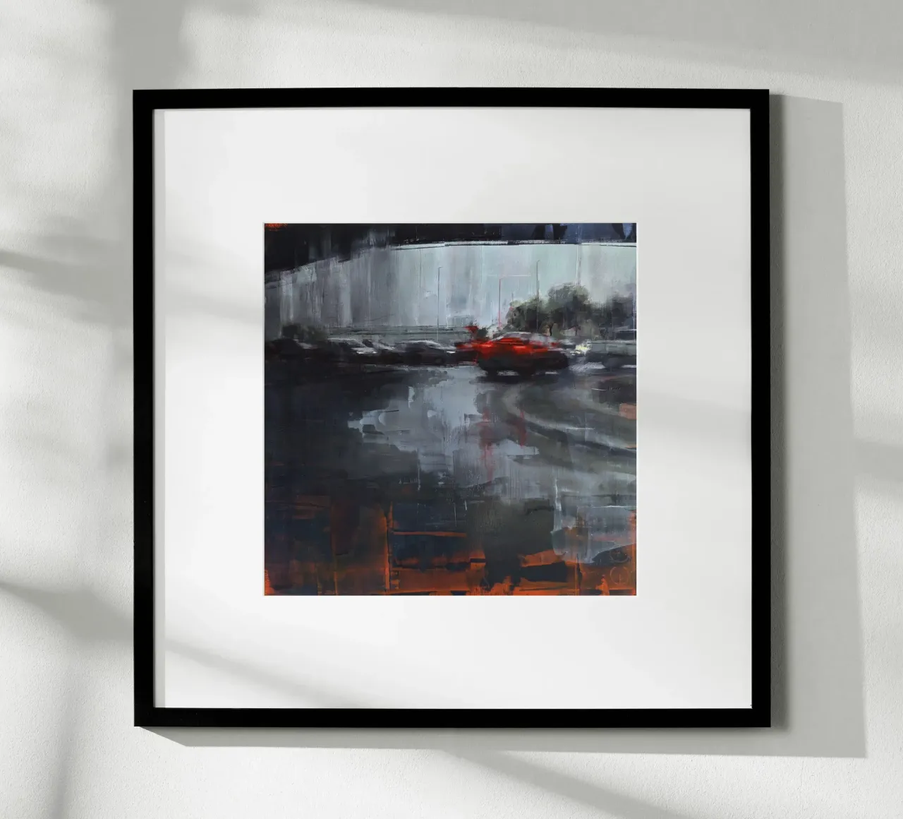 "Pioggia a KL 02" Pittura urbana poster con telaio in plastica da Eduard Warkentin Art