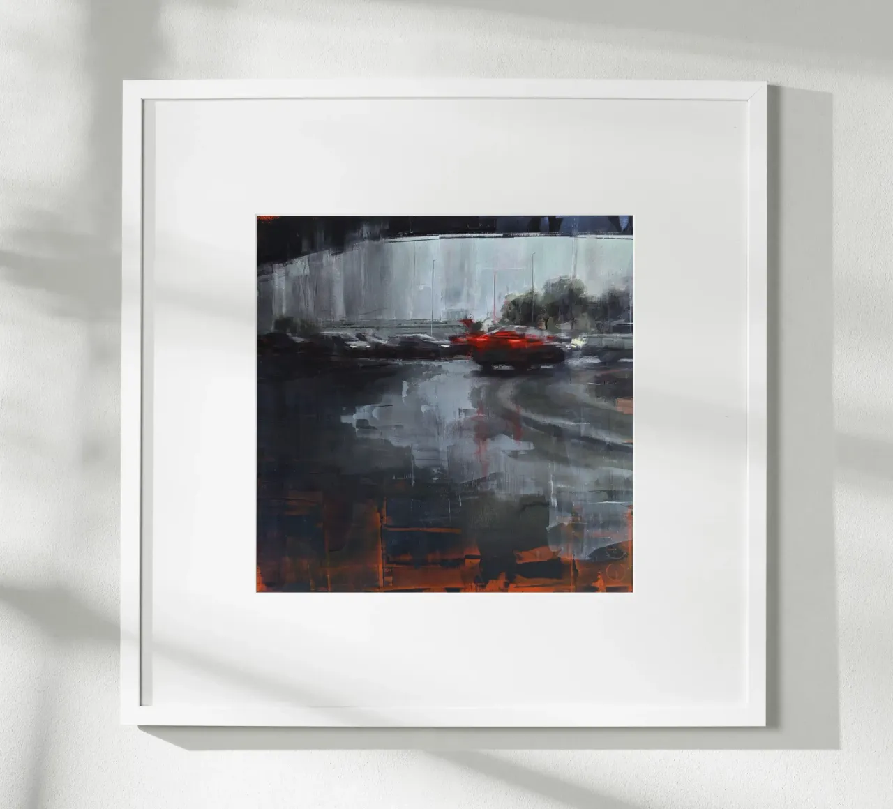 "Pioggia a KL 02" Pittura urbana poster con telaio in plastica da Eduard Warkentin Art